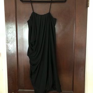 Poleci Black Draped Jersey Dress